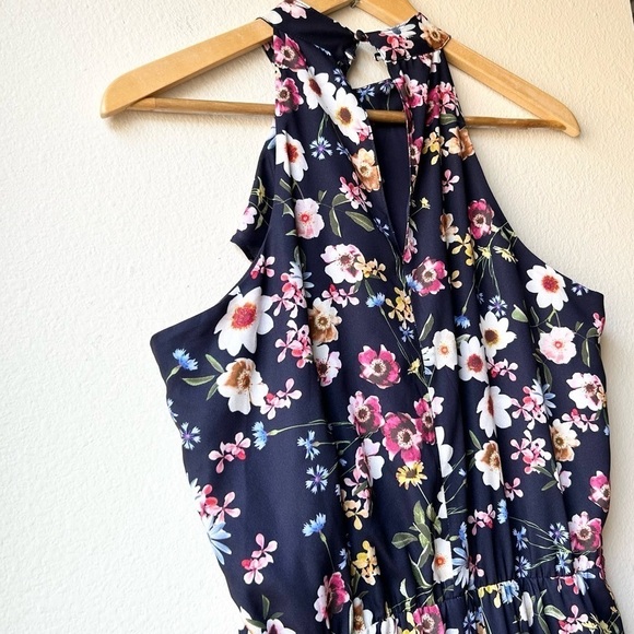 PARKER FLORAL HIGH Halter NECK SLEEVELESS ASYMMETRICAL DRESS COSMIC DAISY Sz M - Picture 8 of 15